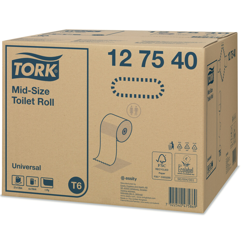 Tork Mid-Size toaletní papír Universal – 1vrstvý (T6)