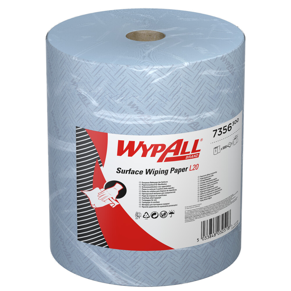 WypAll® L20 průmyslové utěrky v roli, 2vrstvé - modré - 75-7017