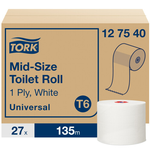 Tork Mid-Size toaletní papír Universal – 1vrstvý (T6)