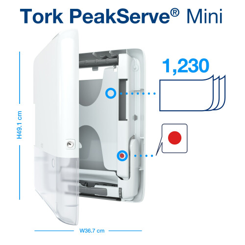 Tork PeakServe® Mini zásobník na navazující papírové ručníky, bílý (H5)