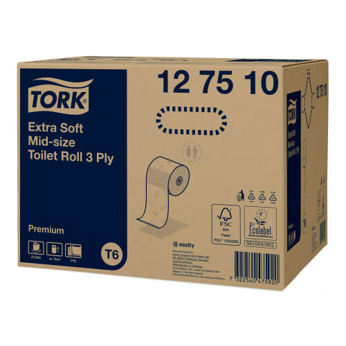 Tork Mid-size extra jemný toaletní papír v roli – 3vrstvý (T6)